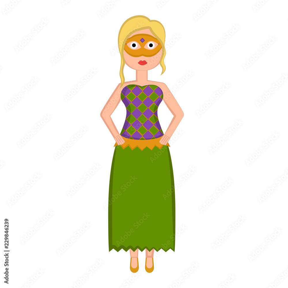 Girl with a mardi gras costume. Vector illustration design