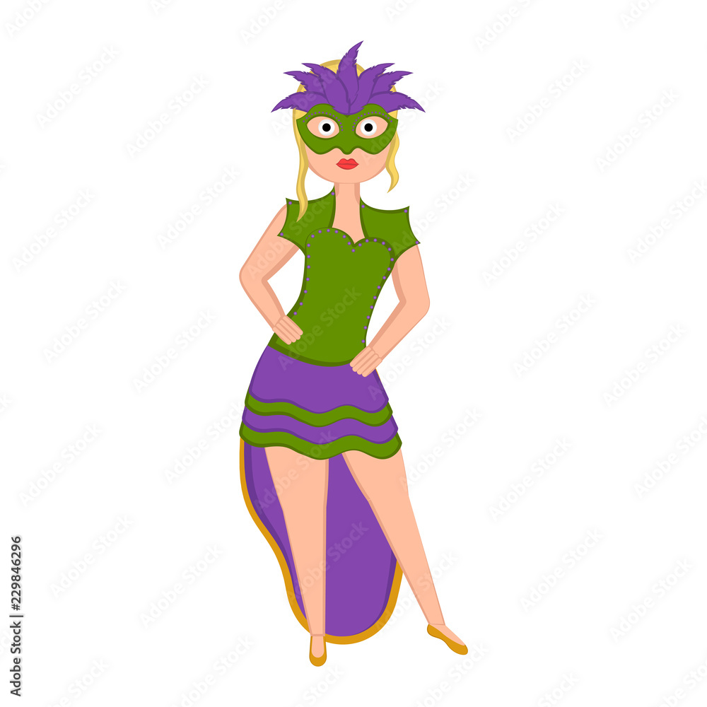 Girl with a mardi gras costume. Vector illustration design Girl with a mardi gras costume. Vector illustration design