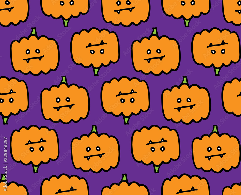 Halloween cute evil pumpkin pattern