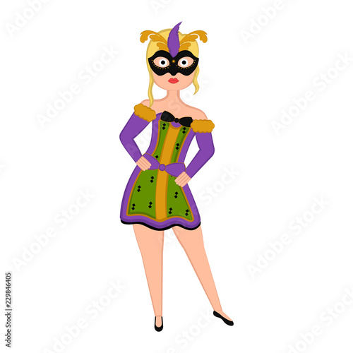Girl with a mardi gras costume. Vector illustration design © lar01joka