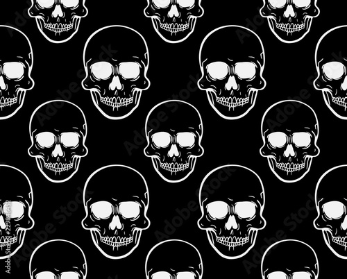 Front view vector illustration of a human skull pattern