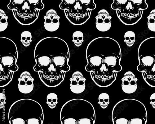 Front view vector illustration of a human skull pattern