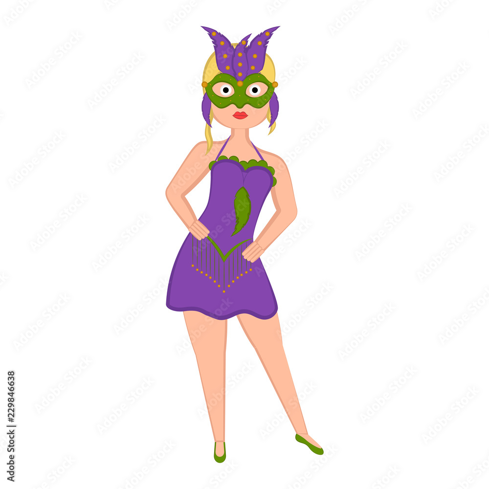 Girl with a mardi gras costume. Vector illustration design Girl with a mardi gras costume. Vector illustration design