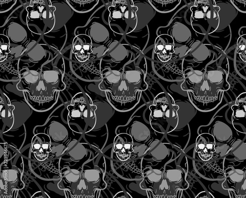 Front view vector illustration of a human skull pattern