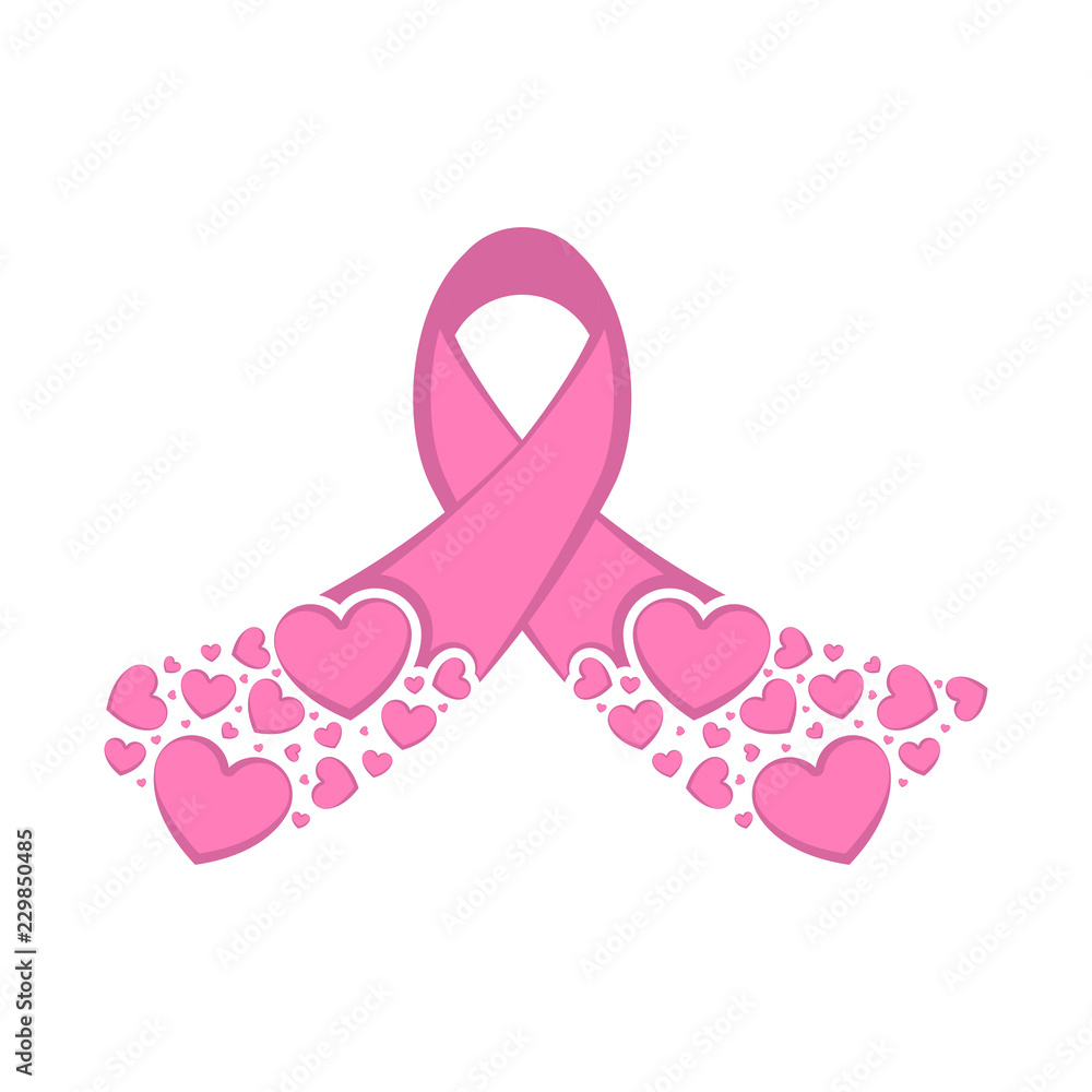 Pink ribbon. Breast cancer awareness symbol. Vector illustration design