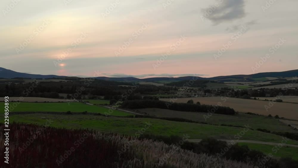 4K drone video of stone circle and surrounding area around sunset in rural Aberdeenshire in Scotland. 4K drone video of stone circle and surrounding area around sunset in rural Aberdeenshire in Scotland.
