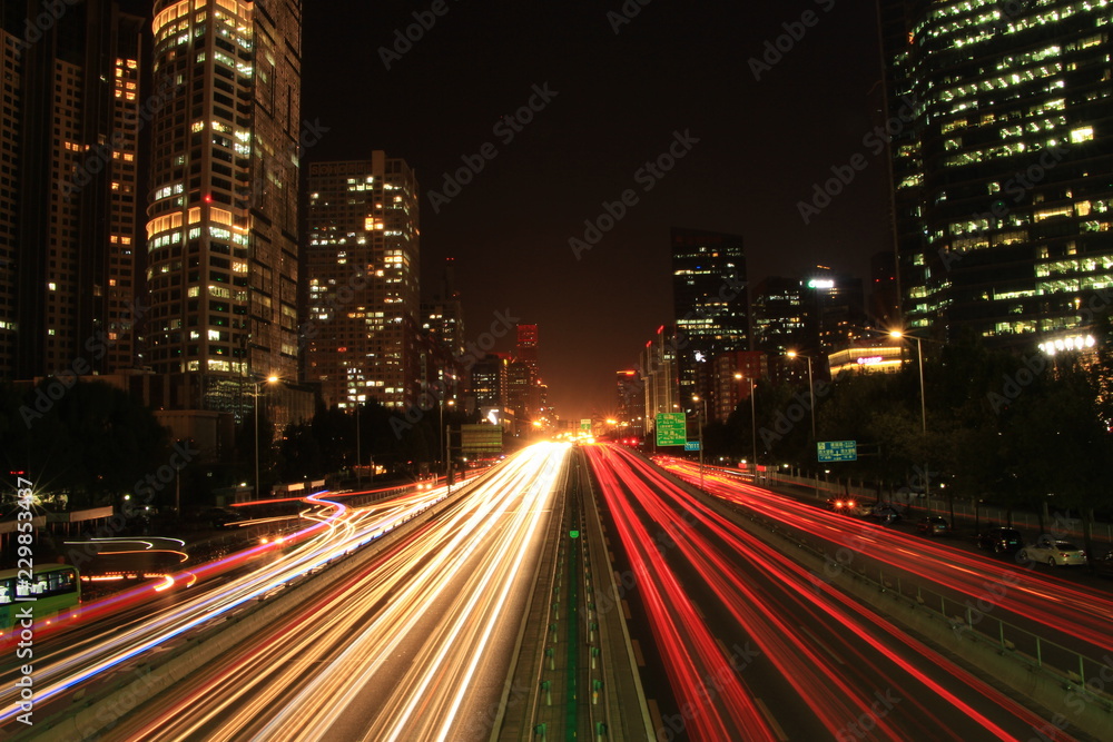 busy traffic at night