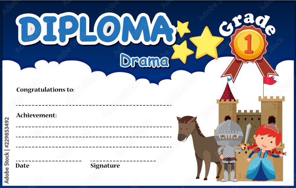 Naklejka premium Drama diploma certificate template