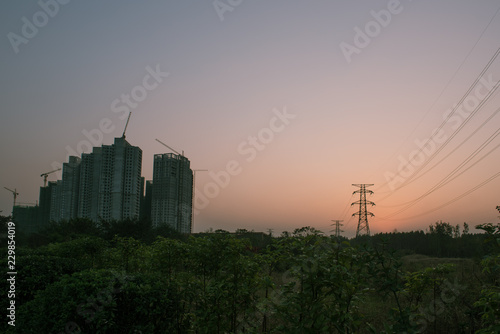 sunset over the city