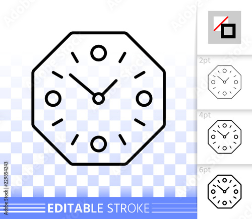 Wall Clock simple black line vector icon