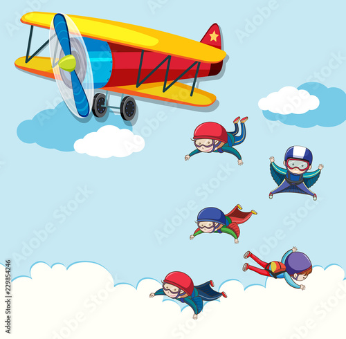 People jumping out of a plane