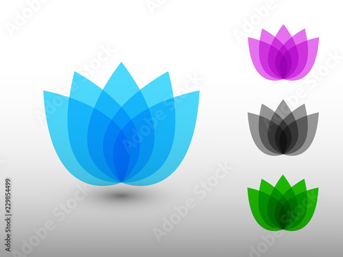 A set of colorful waterlily flower logos on white background vector illustration