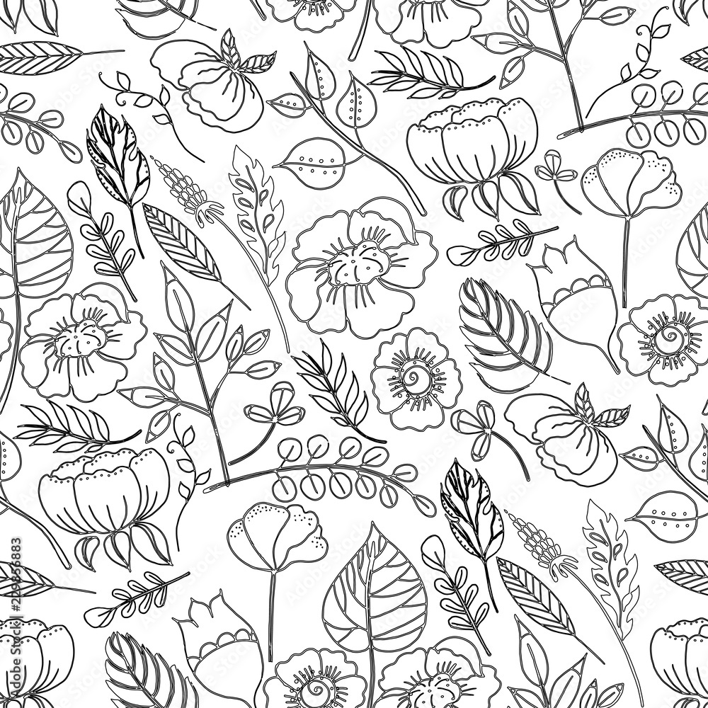 Vector illustration of a seamless pattern of black-white 