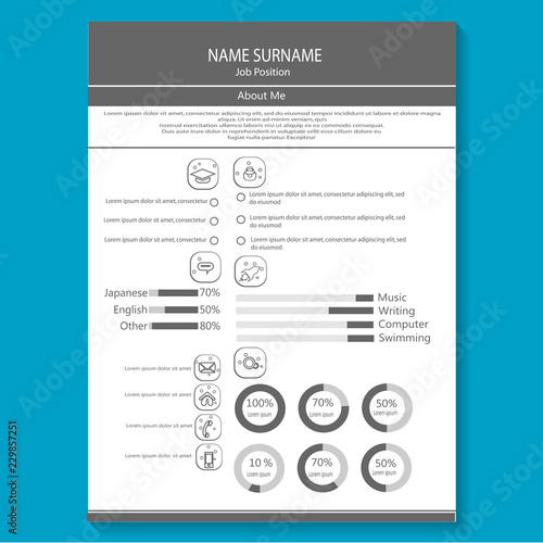 business cv resume with infography template vector