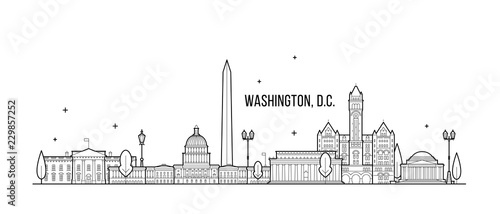 Washington D. C. skyline USA city buildings vector