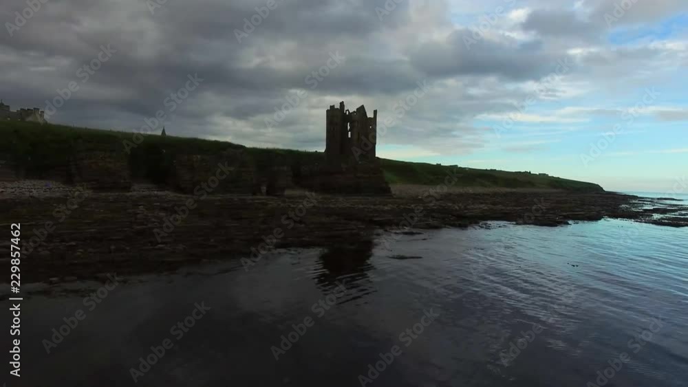 Keiss Castle is a partially ruined castle in Scotland, which stands on sheer cliffs overlooking Sinclair's Bay. Keiss Castle is a partially ruined castle in Scotland, which stands on sheer cliffs overlooking Sinclair's Bay.
