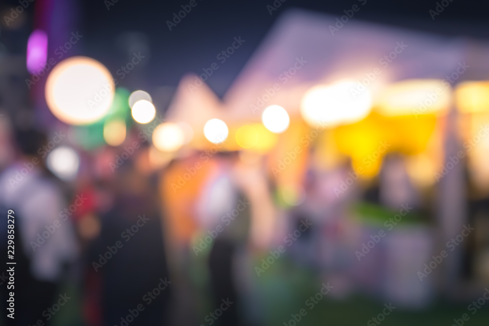 Blur background of People enjoy the food and drink at night market