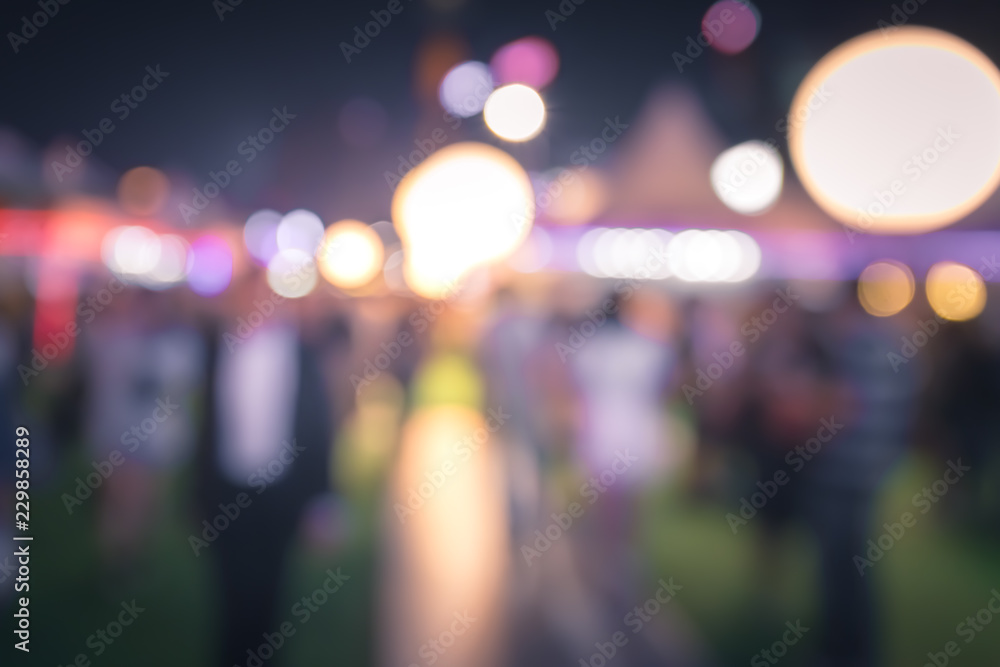 Blur background of People enjoy the food and drink at night market