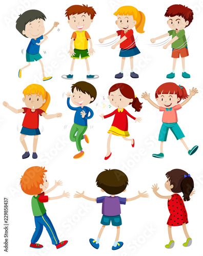 Set of children dancing