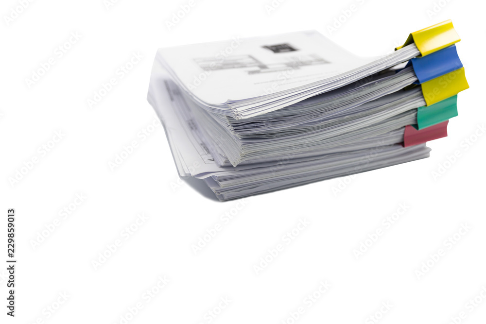 custom made wallpaper toronto digitalStack of papers documents in archives files with paper clips isolated white background copy space.