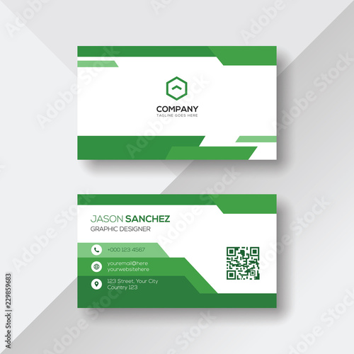Green and White Business Card Design Template
