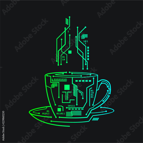 tech coffee illustration