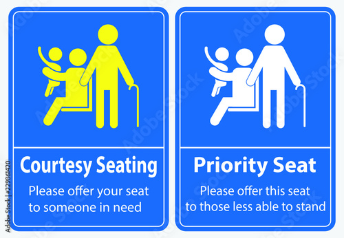 Priority seat sticker. using in public transportation, like bus, train, mass rapid transit and other. easy to modify