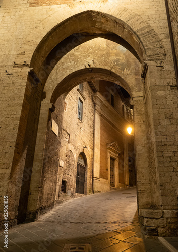 Todi  Umbria  Italy  - The suggestive medieval town of Umbria region  in a summer evening.