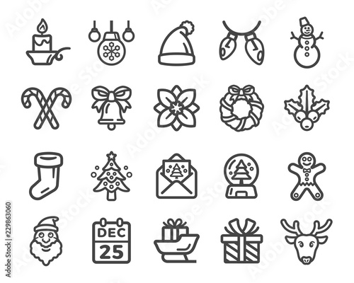 christmas,xmas thin line icon set,vector and illustration