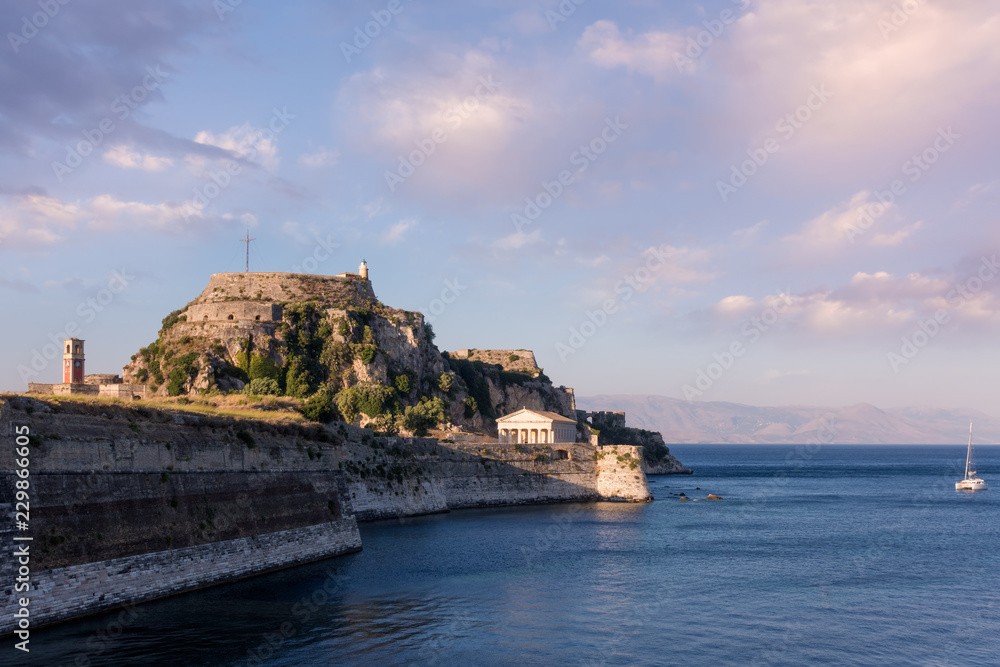 The old fort of Corfu island, Greece, at dusk The old fort of Corfu island, Greece, at dusk