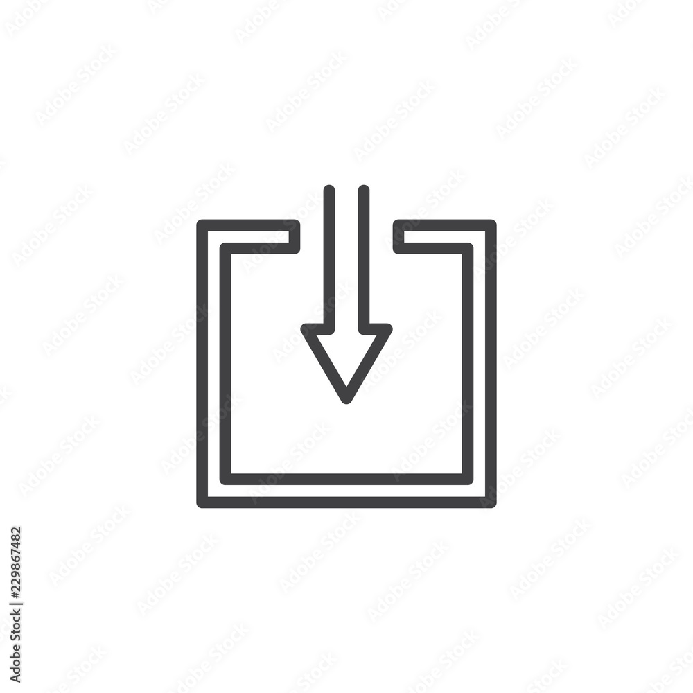 Arrow down elevator button outline icon. linear style sign for mobile concept and web design. Enter line vector icon. Symbol, logo illustration. Pixel perfect vector graphics Arrow down elevator button outline icon. linear style sign for mobile concept and web design. Enter line vector icon. Symbol, logo illustration. Pixel perfect vector graphics