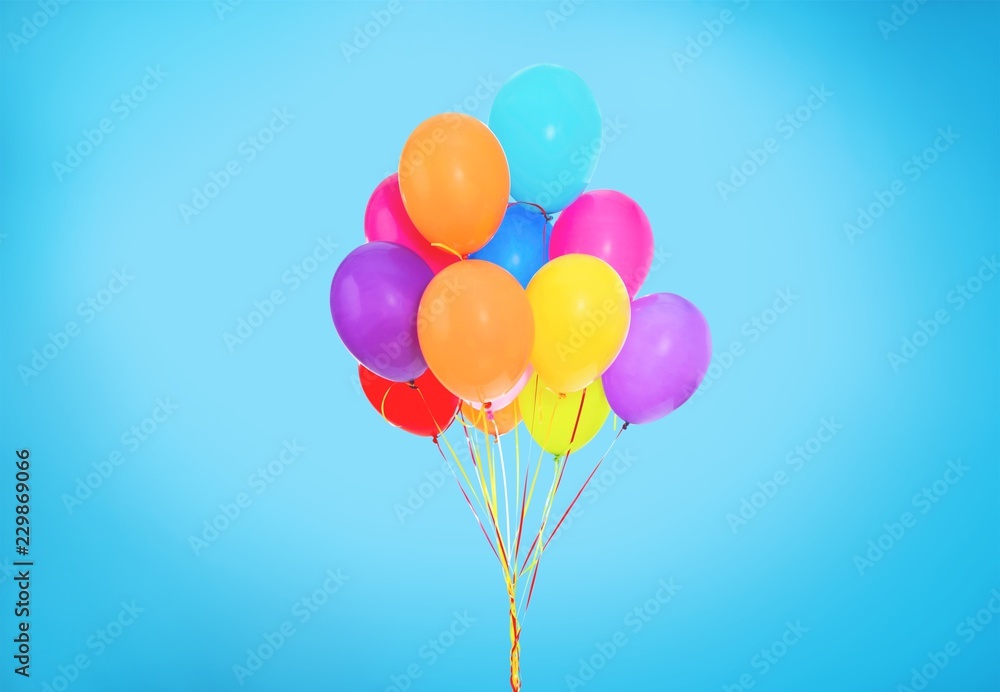 Bunch of colorful balloons on  background