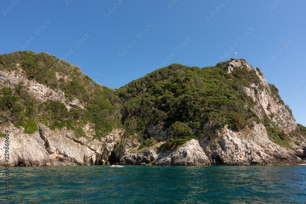 Amazing rocky scenery in Palaiokastritsa bay, Corfu, Greece 