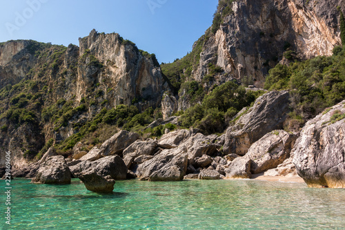 Amazing rocky scenery in Palaiokastritsa bay  Corfu  Greece 