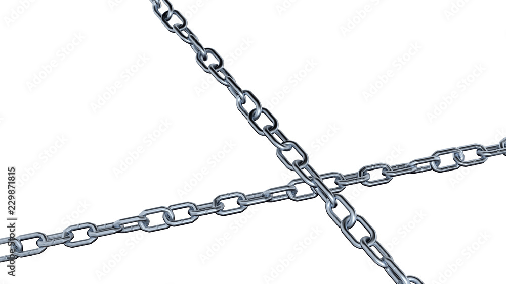 Two Metal Chains with dark links Two Metal Chains with dark links