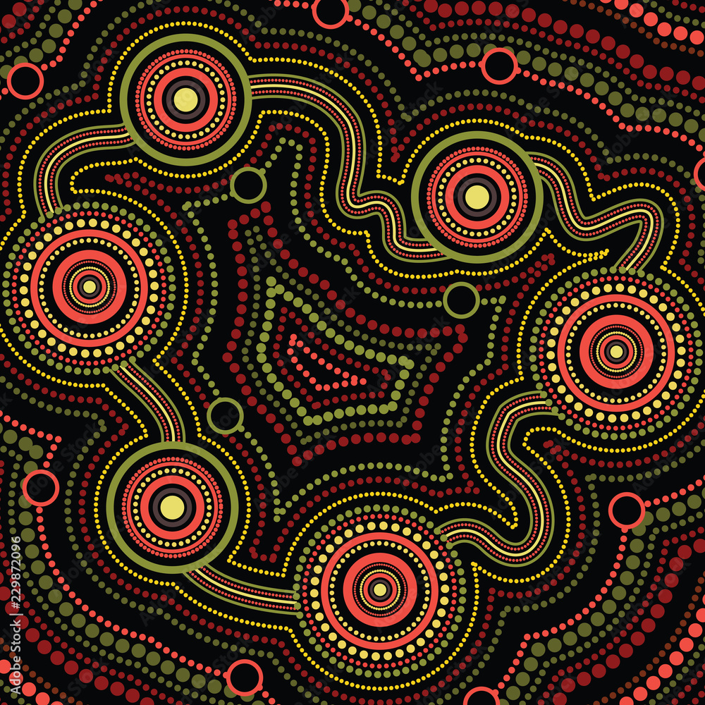 Aboriginal dot art vector background. Connection concept Stock Vector ...