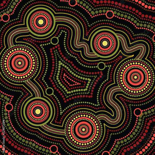 Aboriginal dot art vector background. Connection concept