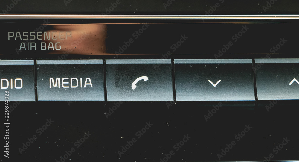Media and navigation control buttons of a Modern car Media and navigation control buttons of a Modern car