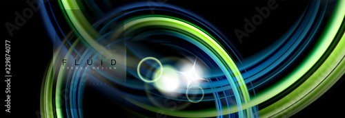 Mixing color waves on black, liquid flowing shapes