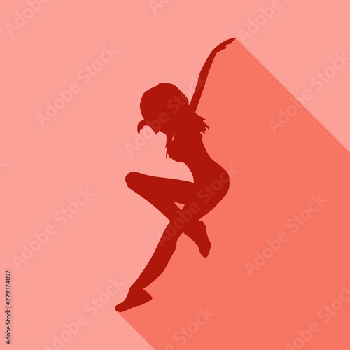 Sexy women silhouette. Flying lady. Web icon with long shadows for application