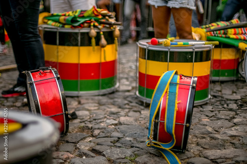 drummers from an Afro Brazilian cultural group at Pelourinho in Salvador, Bahia, Brazil photo