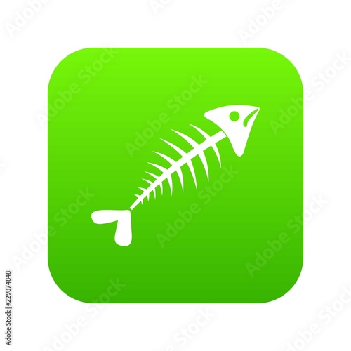 Fish bone icon digital green for any design isolated on white vector illustration