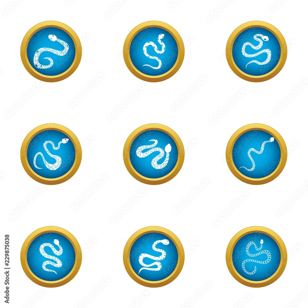 Serpent icons set. Flat set of 9 serpent vector icons for web isolated on white background Serpent icons set. Flat set of 9 serpent vector icons for web isolated on white background