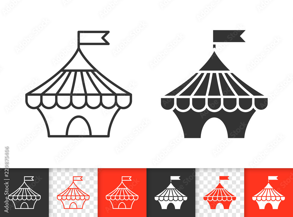 Circus Tent simple black line vector icon