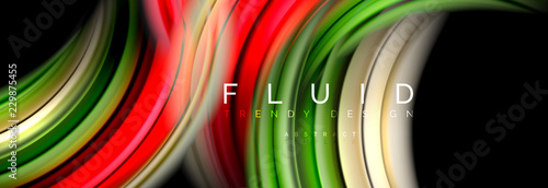 Mixing color waves on black, liquid flowing shapes