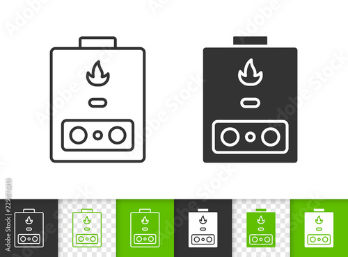 Gas boiler simple black line vector icon