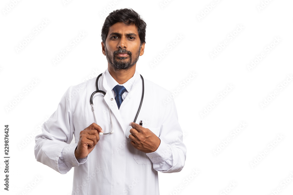 Doctor arranging stethoscope. Doctor arranging stethoscope.