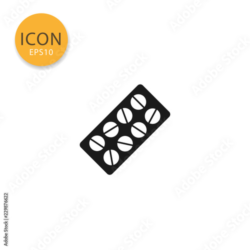 Pill blister icon isolated flat style.