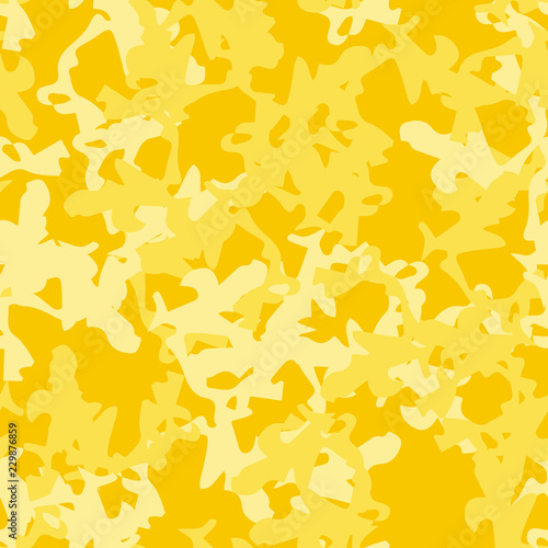 UFO military camouflage seamless pattern in different shades of yellow color