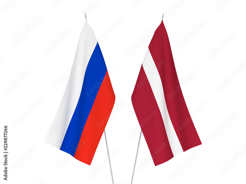 Russia and Latvia flags